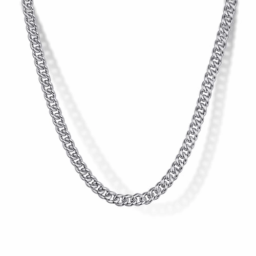 Highlight Edge Layered Detail 925 Sterling Silver Solid Men's Cuban Link Chain Necklace