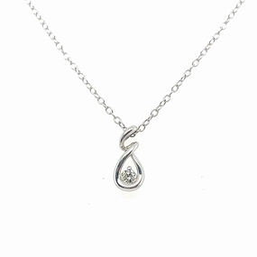 Occasion Ready Glam Set 925 White Sterling Silver Round Shape Diamond Solitaire Pendant with a 925 White Sterling Silver Cable Link Necklace (.09ctw)