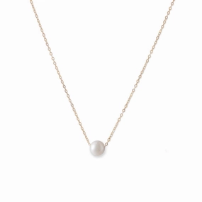 9mm Floating Cultured Freshwater Pearl Necklace 14k Yellow Gold Urban Adventure
