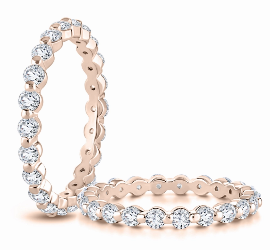 A. JAFFE Anniversary/Eternity Diamond Wedding Ring in 18K Rose Gold (0.95ctw) Minimalist Accent