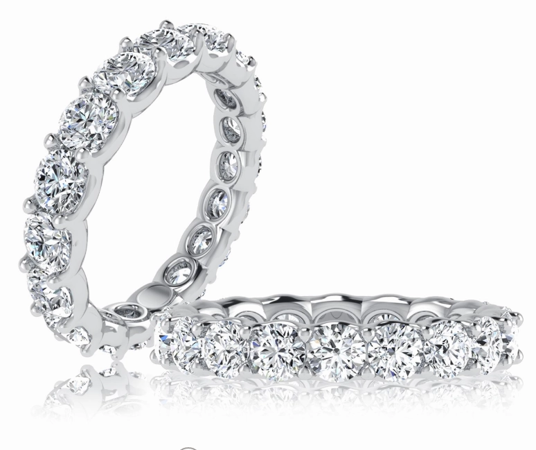 Luxury Accessory A. JAFFE Anniversary/Eternity Diamond Wedding Ring in 18K White Gold (4.95ctw)