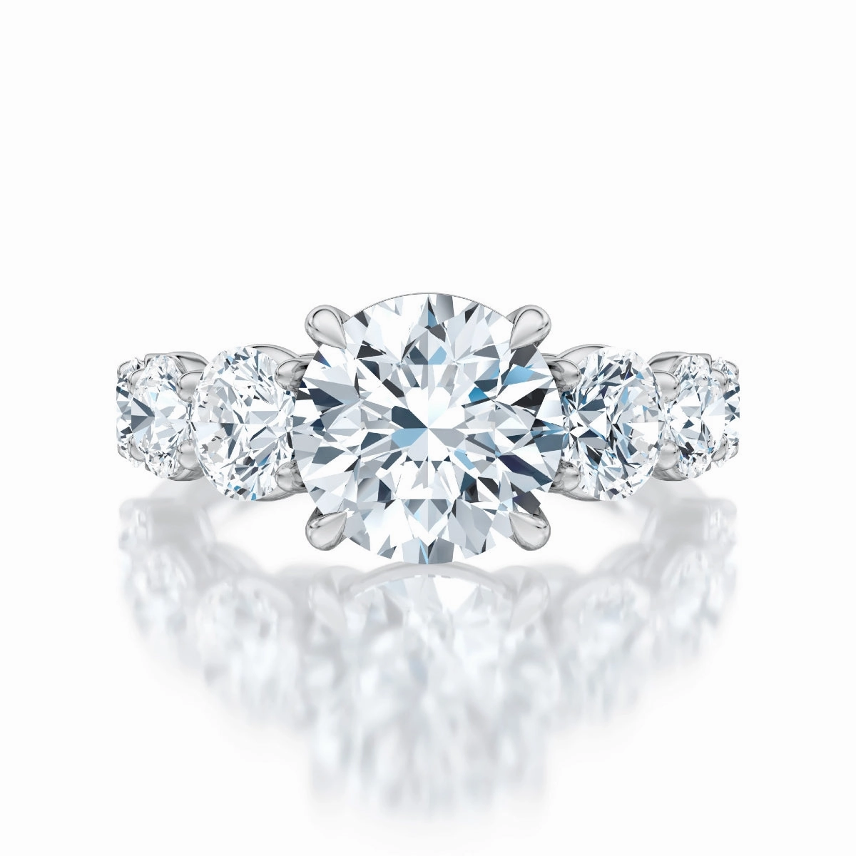 A. Jaffe Diamond Engagement Ring Setting in White Gold Modern Style Night Detail