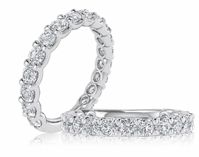 Glossy Accent A. JAFFE Diamond Wedding Ring in 18K White Gold (3.63ctw)