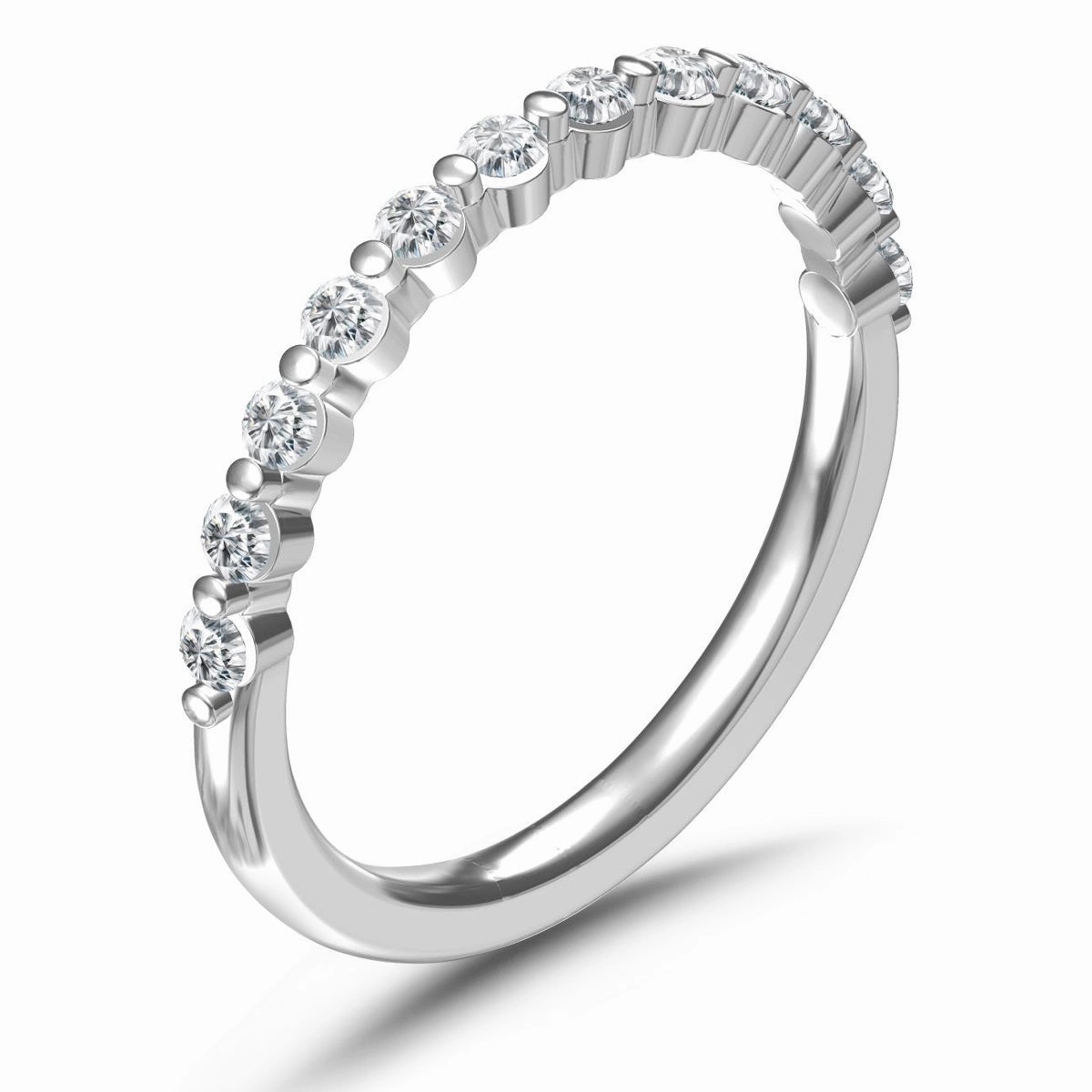 Gifting Moment Natural Finish A. JAFFE Half Anniversary Diamond Wedding Ring in 14K White Gold (0.36ctw)