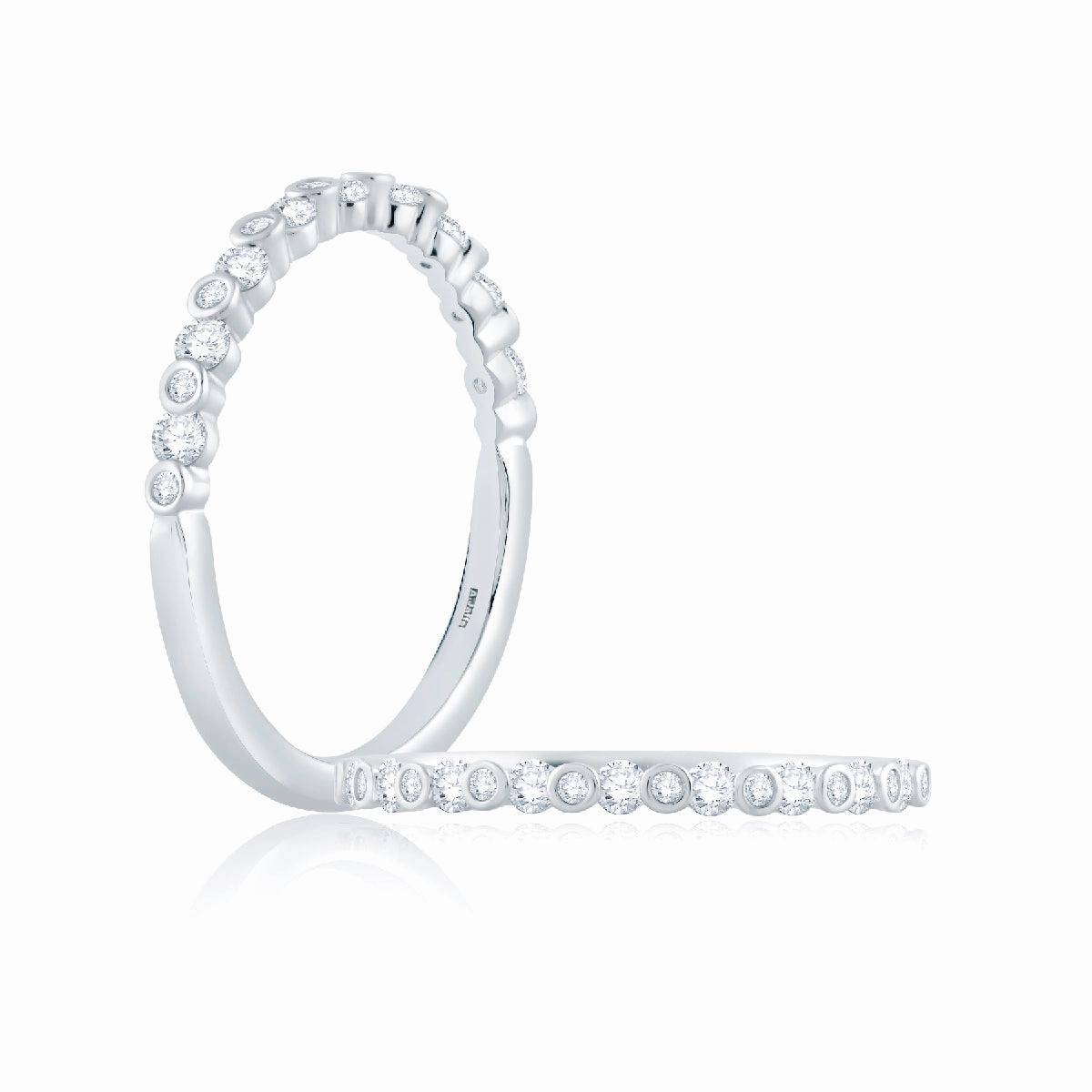 A. JAFFE Half Anniversary Diamond Wedding Ring in 18K White Gold (0.28ctw) Textured Layers Sparkling finish