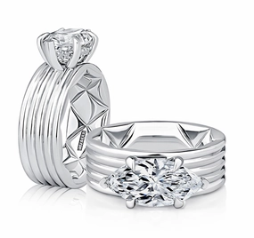 A. JAFFE Marquise Center Hidden Halo Diamond Engagement Ring Setting in 14K White Gold (.08ctw) Layering Game Sleek Craft