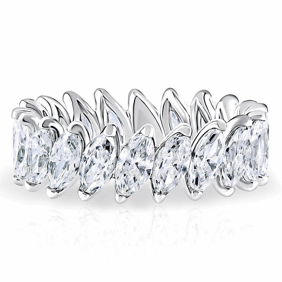 Minimal Edge Vibrant Jewelry Design A. Jaffe Marquise Diamond Eternity Ring in White Gold