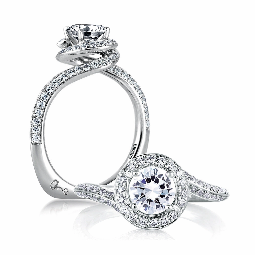 Distinct Detail Precious Appeal A. Jaffe Metropolitan Diamond Engagement Ring Setting in White Gold