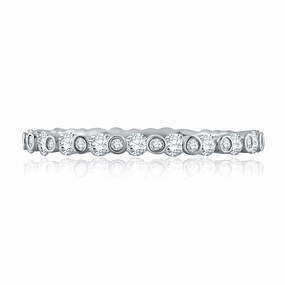 Perfect Accent Stylish Edge A. Jaffe Metropolitan Diamond Wedding Band in White Gold