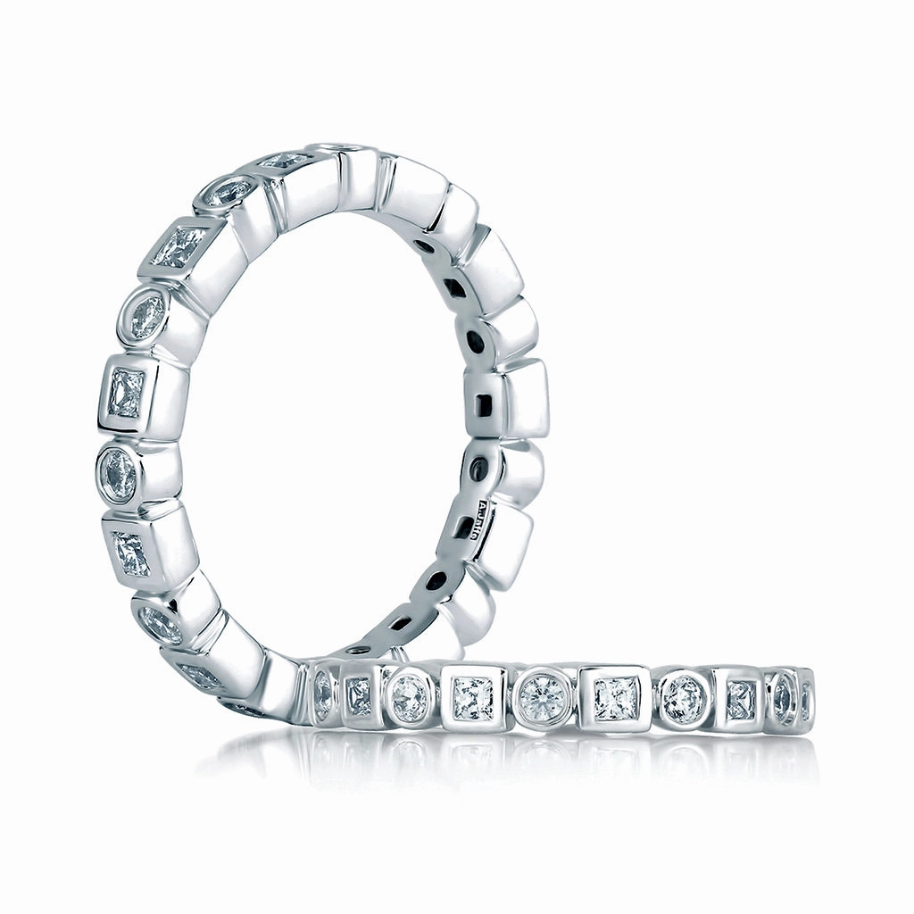 Polished Shine Urban Edge A. Jaffe Metropolitan Eternity Diamond Wedding Band in White Gold
