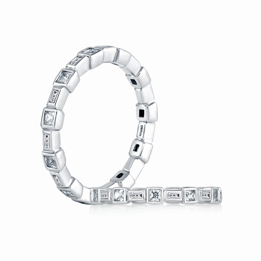 Lustrous Highlight Stylish Gift A. Jaffe Metropolitan Eternity Diamond Wedding Band in White Gold