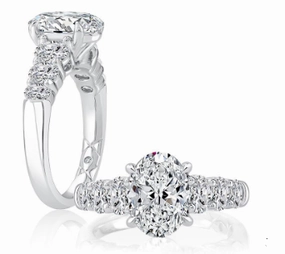 A. JAFFE Oval Center Diamond Engagement Ring Setting in 14K White Gold (1.00ctw) Fresh Style Graceful Look