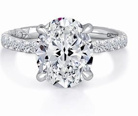 A. JAFFE Oval Center Side Stone Diamond Engagement Ring Setting in 14K White Gold (.70ctw) Glamorous Gem