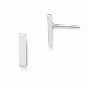 Rectangle Bar Post Stud Earrings Sterling Silver Geometric Polished Product Sophisticated Feature