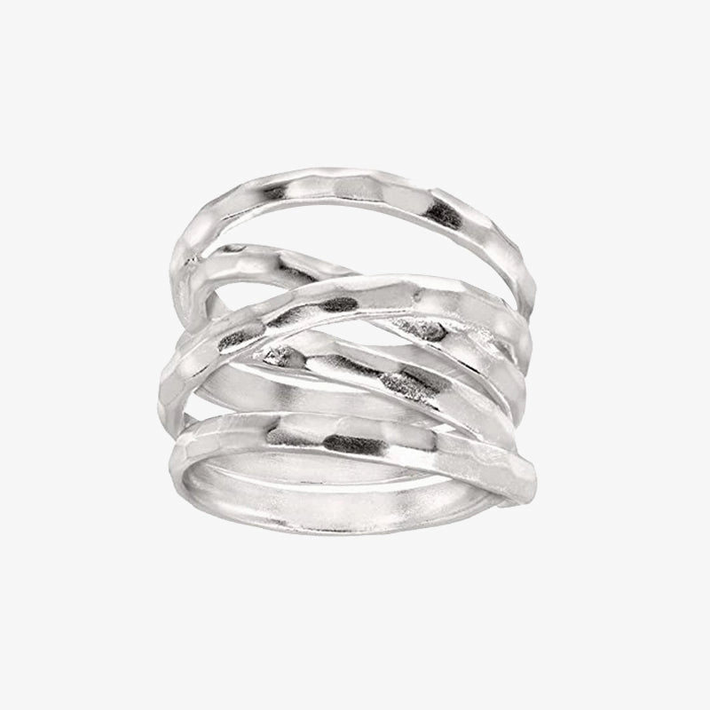 See Through 'Wrapped Up' Woven Overlapping Textured Band Ring