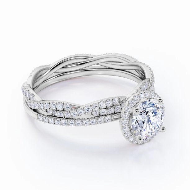 2 Carat Round Cut Moissanite Infinity Wedding Set Exclusive Symbol
