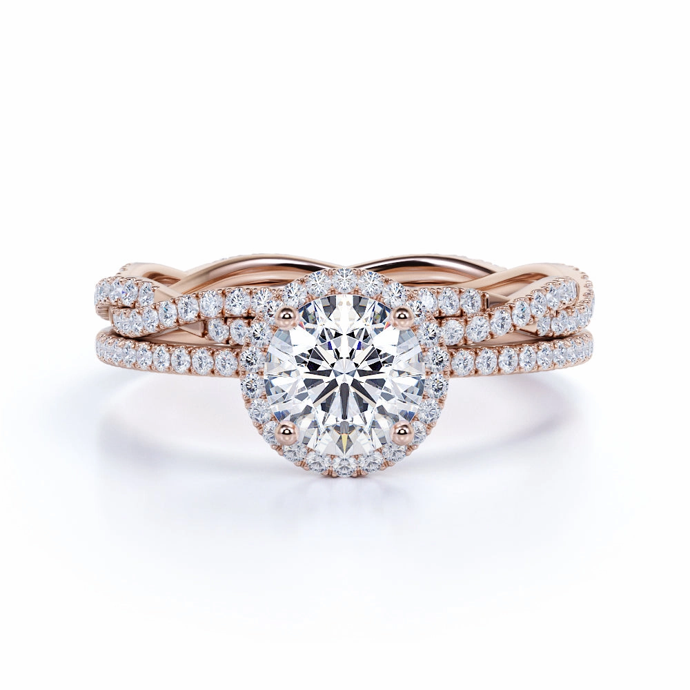 2 Carat Round Cut Moissanite Infinity Wedding Set Chic Ornament