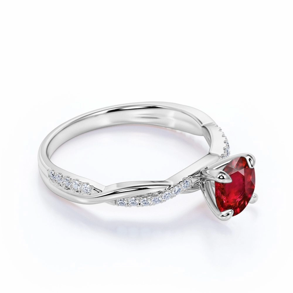Delicate appearance Infinity 1.10 ct Round Lab-Created Ruby Engagement Ring