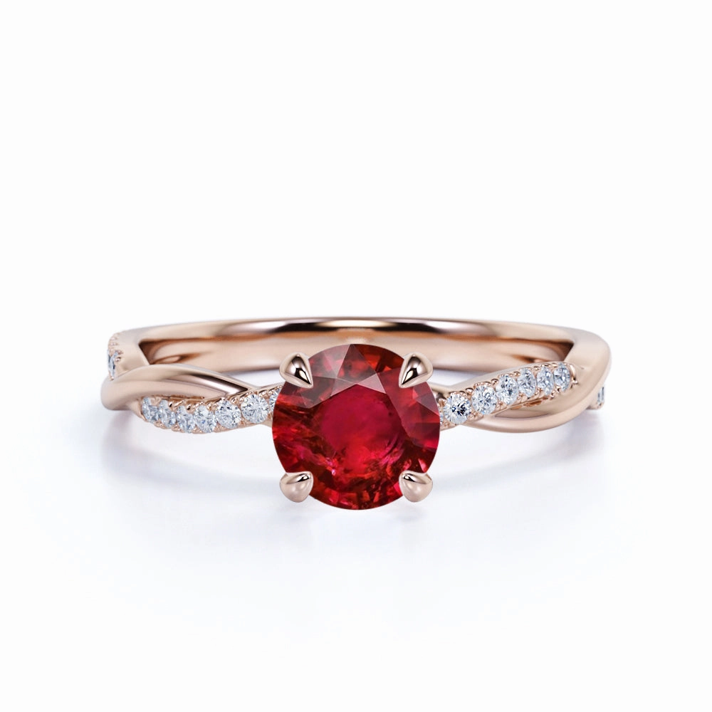 Amazing Jewelry Infinity 1.10 ct Round Lab-Created Ruby Engagement Ring