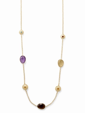 Group Piece Gold-plated Amethyst Smoky, Lemon Quartz Citrine Blue Topaz Garnet Necklace
