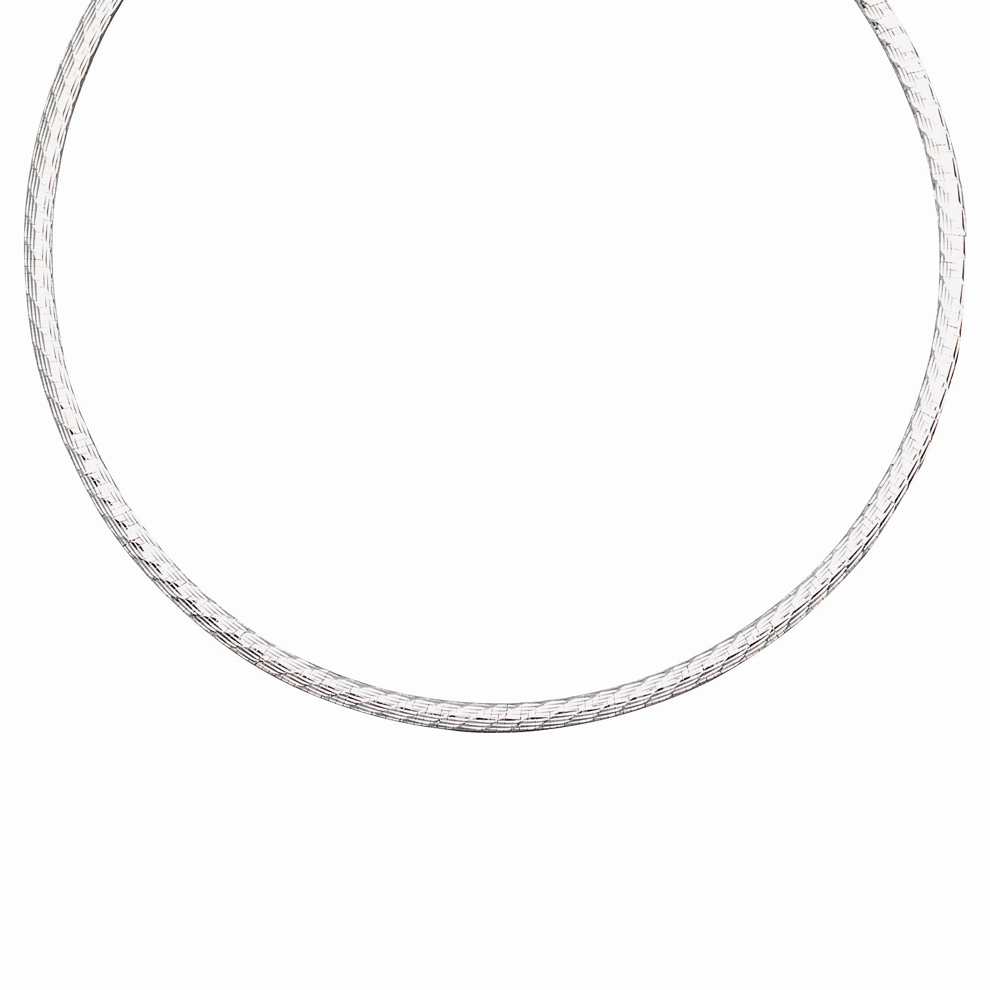 Omega Necklace with Reversible Two-Finish Rhodium on Sterling Silver-Nontarnish Elegant adornment Fantastic Adornment