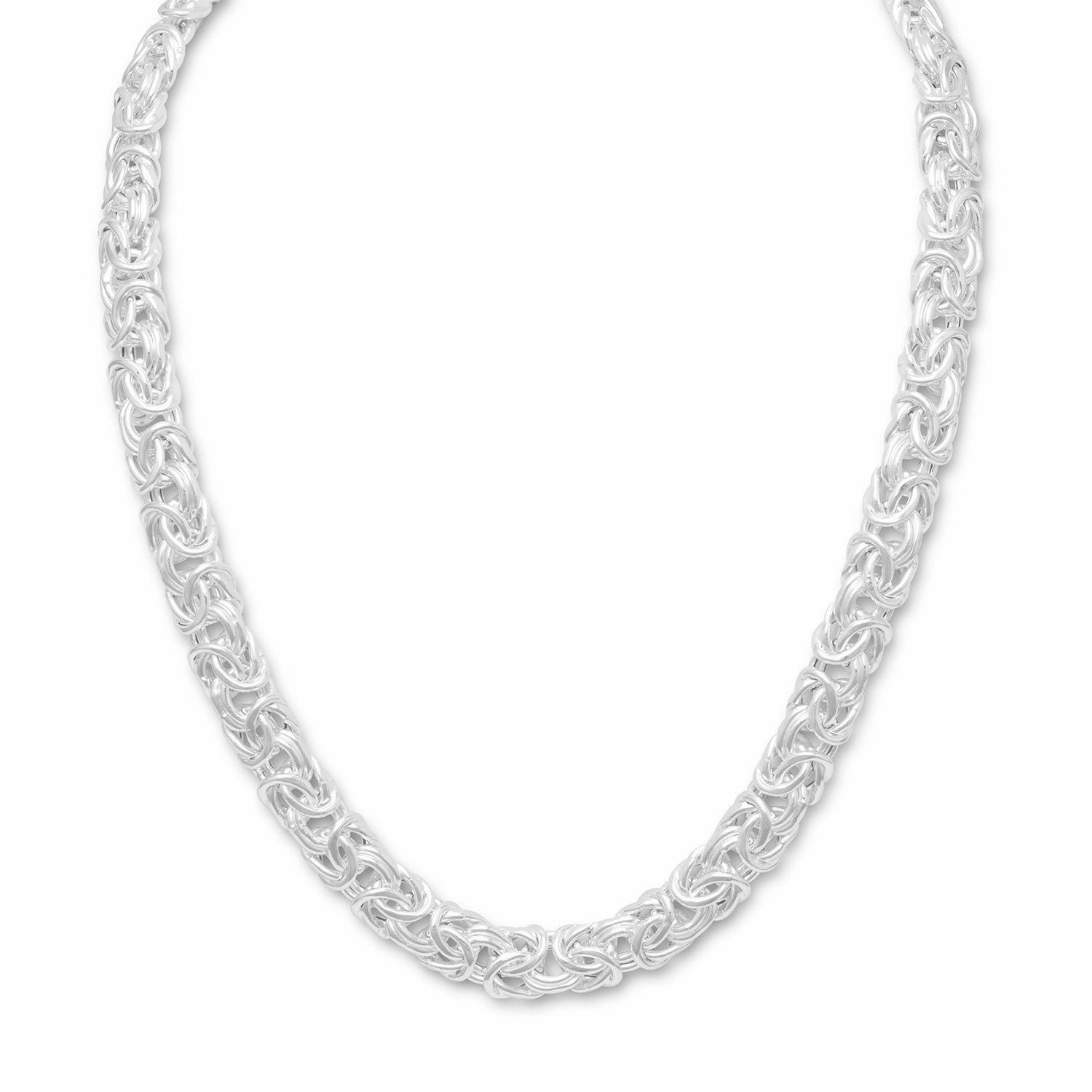 Byzantine Chain Necklace 12mm Sterling Silver 18-inch Length Braided Jewelry