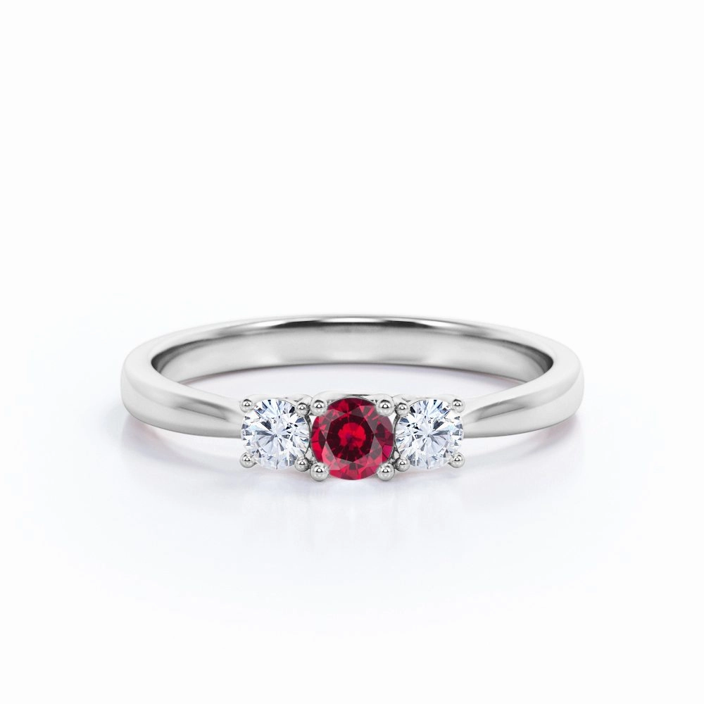 HighEnd Work Fun Detail Trilogy 0.70 ct Round Lab-Created Ruby Engagement Ring