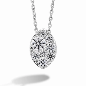 Shiny Accent Hearts On Fire 18K White Gold Tessa Diamond Cluster Pendant with a 18K White Gold Link Necklace (0.50ctw)