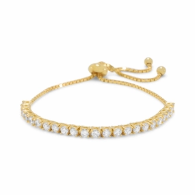 Friendship Bolo Bracelet with Cubic Zirconia Adjustable Length Gold-plated Opportune Collaboration