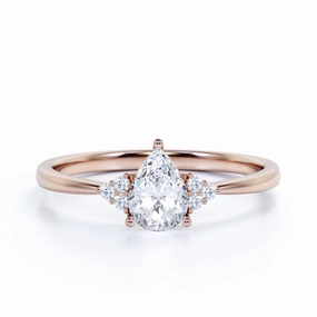 7 Stone Design 0.35 ct TDW Almond Cut Diamond and Tapered Shank Engagement Ring in Rose Gold Fantastic Accessory