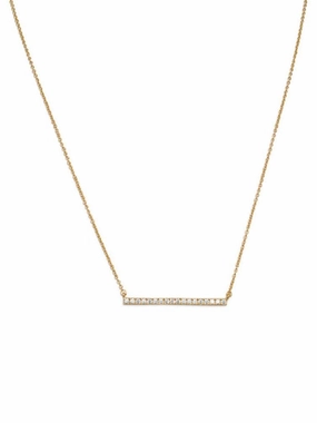 Bar Necklace with Cubic Zirconia Yellow Gold-plate on Sterling Silver Budget-Friendly Present Graceful Detail