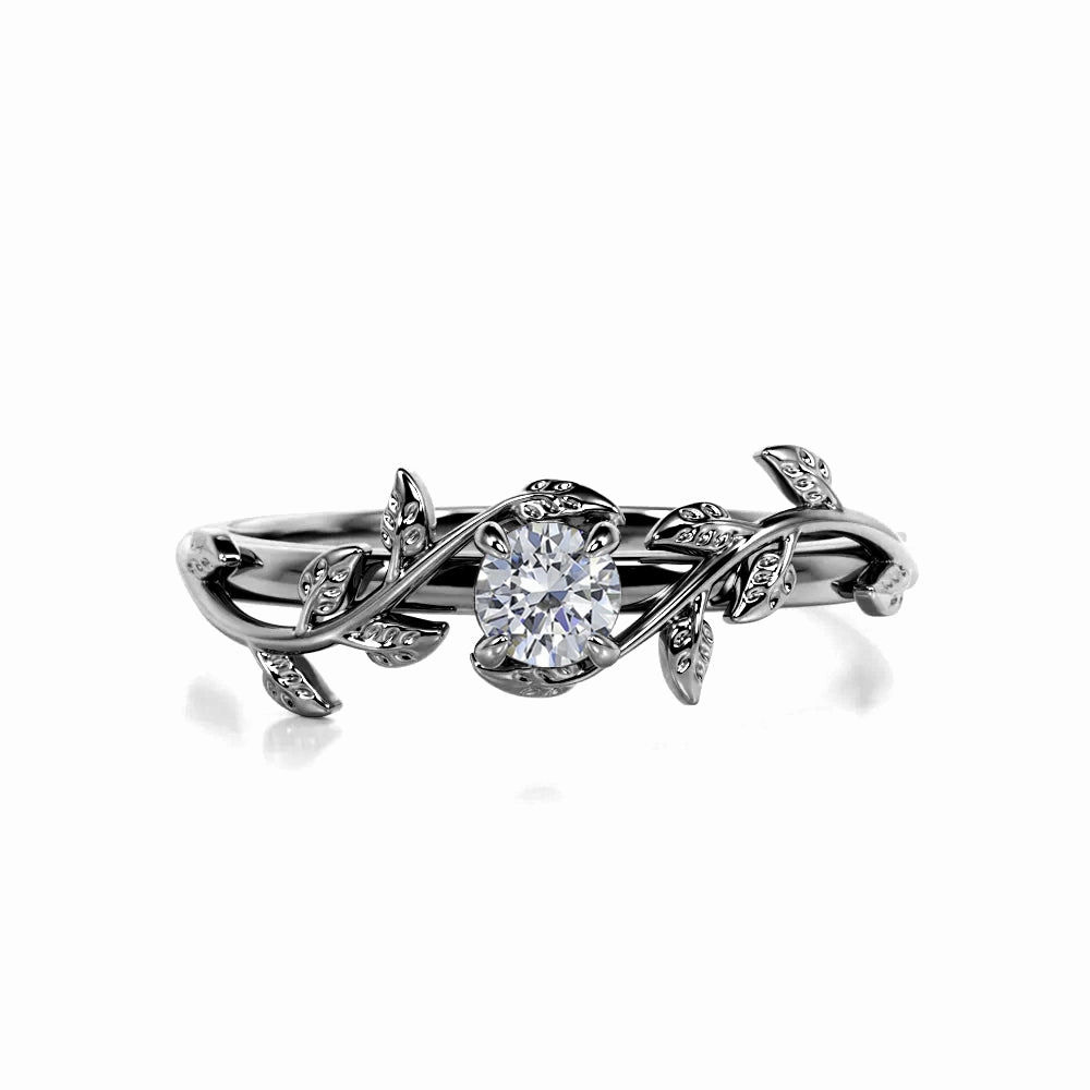 Economical Expression Beautiful Work Nature Inspired 0.33 CT TDW Round Cut Diamond Solitaire Engagement Ring  for Her