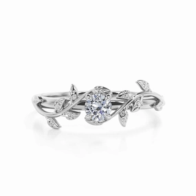 Pure Balance Nature Inspired 0.33 CT TDW Round Cut Diamond Solitaire Engagement Ring  for Her