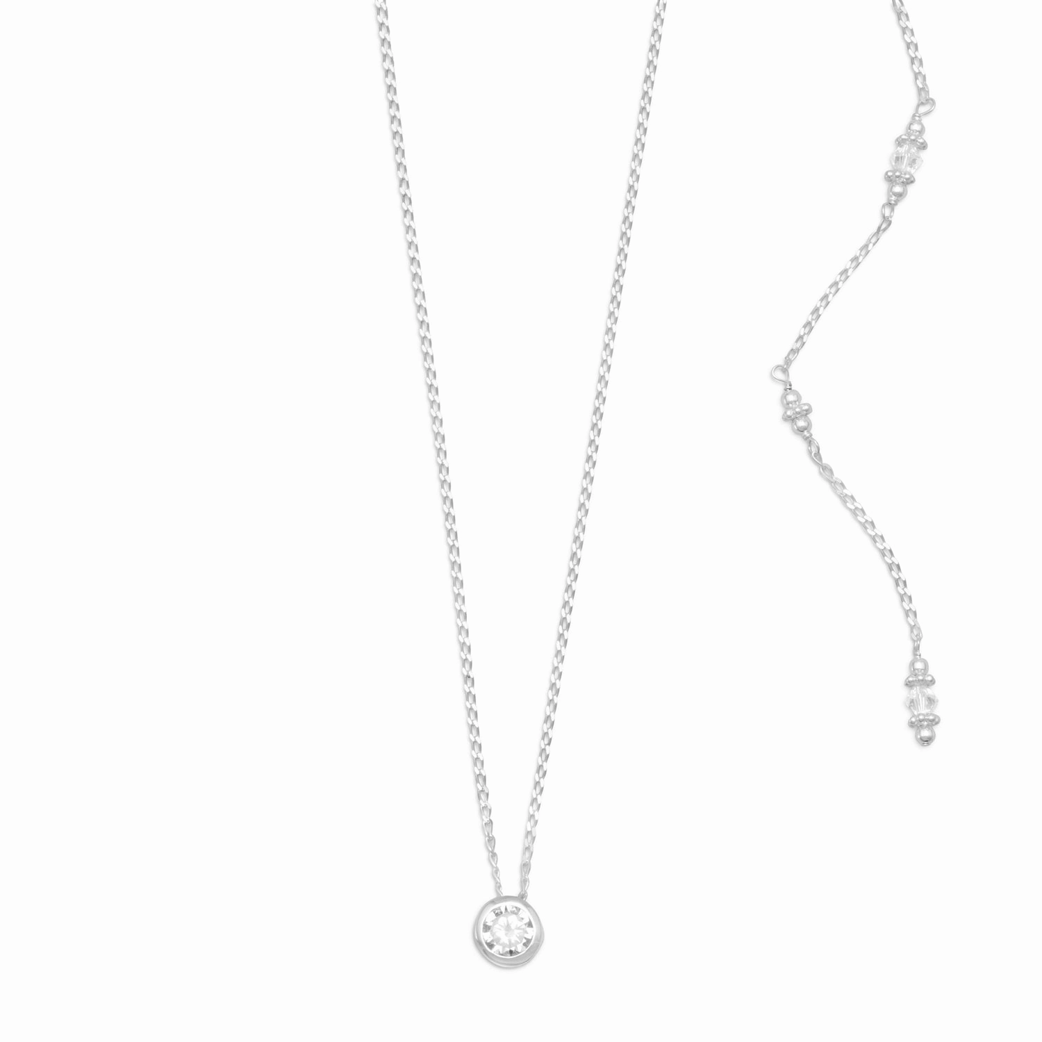 Everyday Accessory Long Back Drop Necklace with Cubic Zirconia and Crystals Sterling Silver