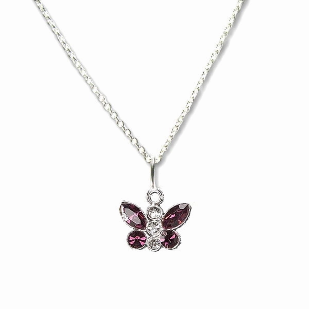 Amethyst-color Butterfly Necklace Made with Swarovski(R) Crystals Sterling Silver Stone Accessory