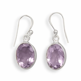 Amethyst Earrings Oval Faceted Sterling Silver Dangle Earrings Futuristic Jewelry Classic Must-Have