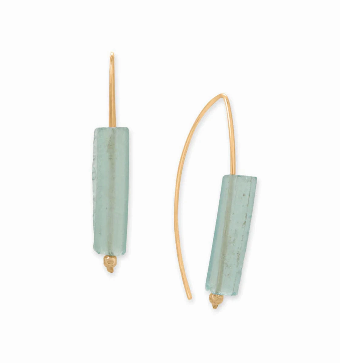 Luxurious Selection Pastel Ornament Ancient Roman Glass Handle Wire Threader Earrings 14k Gold-filled