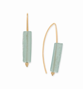 Luxurious Selection Pastel Ornament Ancient Roman Glass Handle Wire Threader Earrings 14k Gold-filled