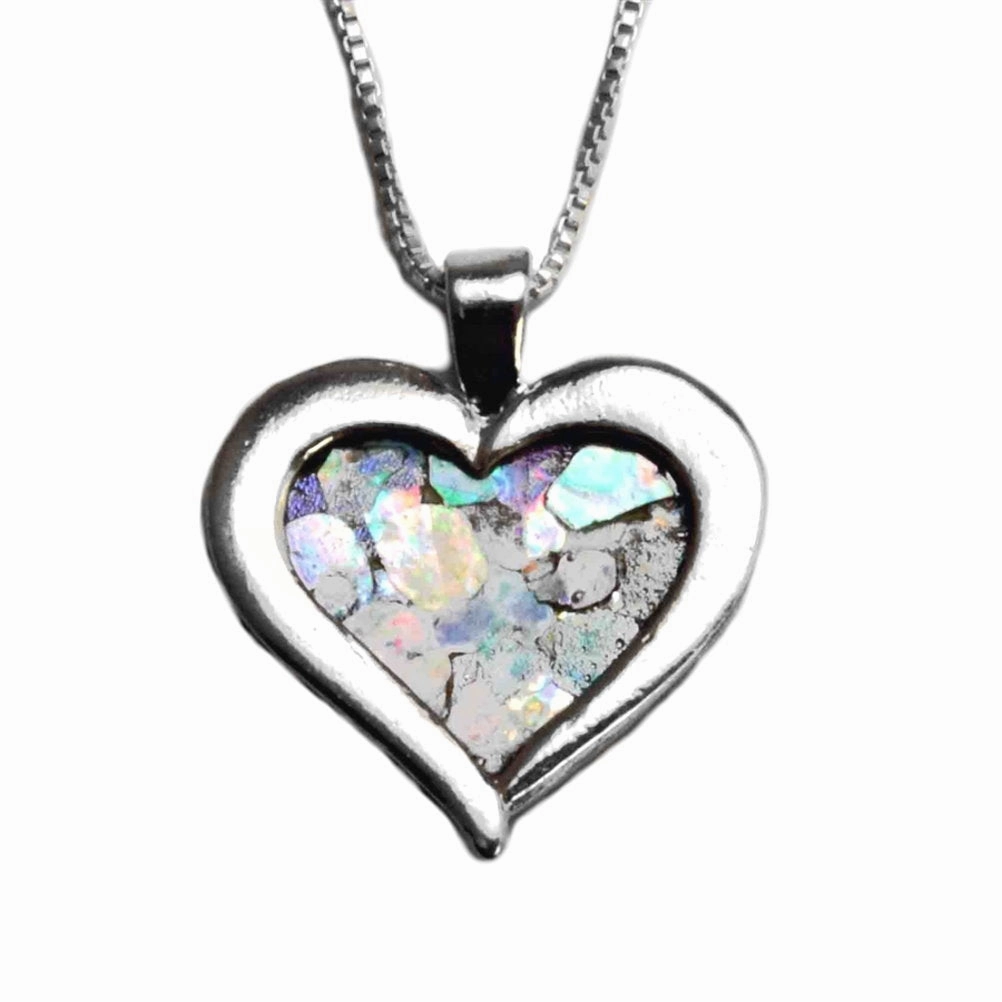 Perfect Accessory Ancient Roman Glass Heart Necklace Sterling Silver