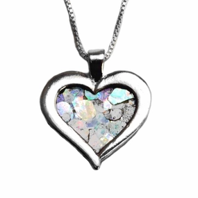 Perfect Accessory Ancient Roman Glass Heart Necklace Sterling Silver
