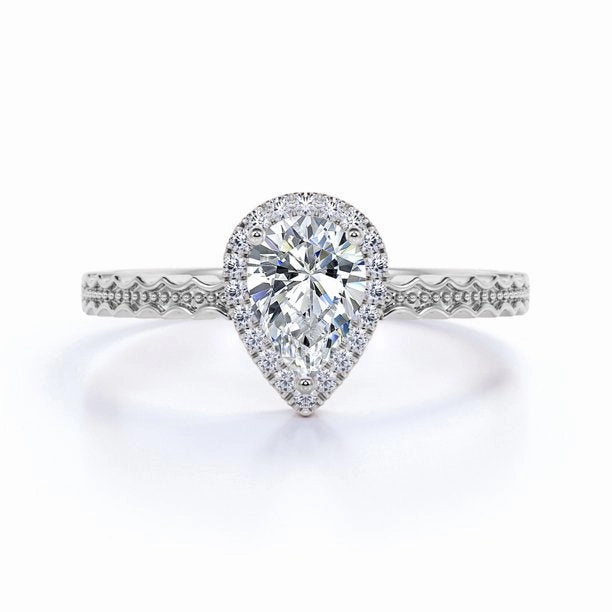 Antique 0.50 Ct Pear Cut Diamond Engagement Ring Special Event Mood Setter