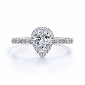 Affordable Embellishment Antique 0.50 Ct Pear Cut Diamond Engagement Ring