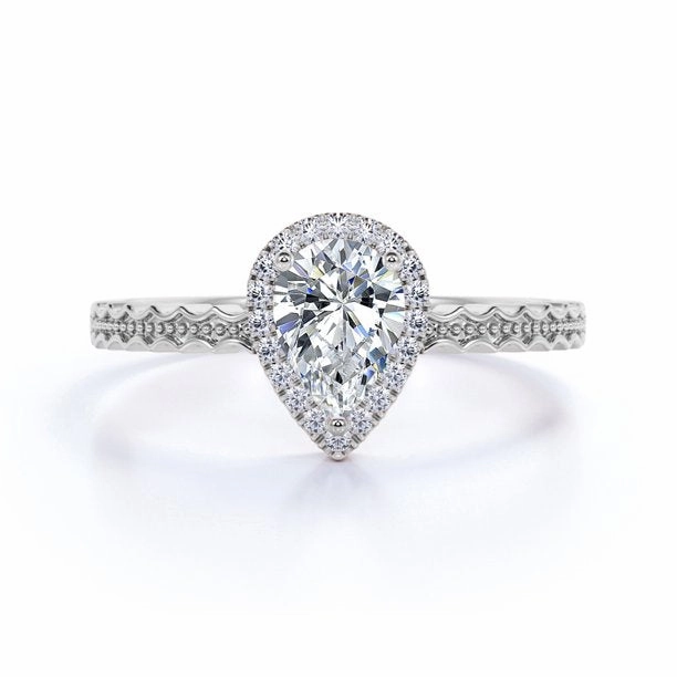 Affordable Embellishment Antique 0.50 Ct Pear Cut Diamond Engagement Ring