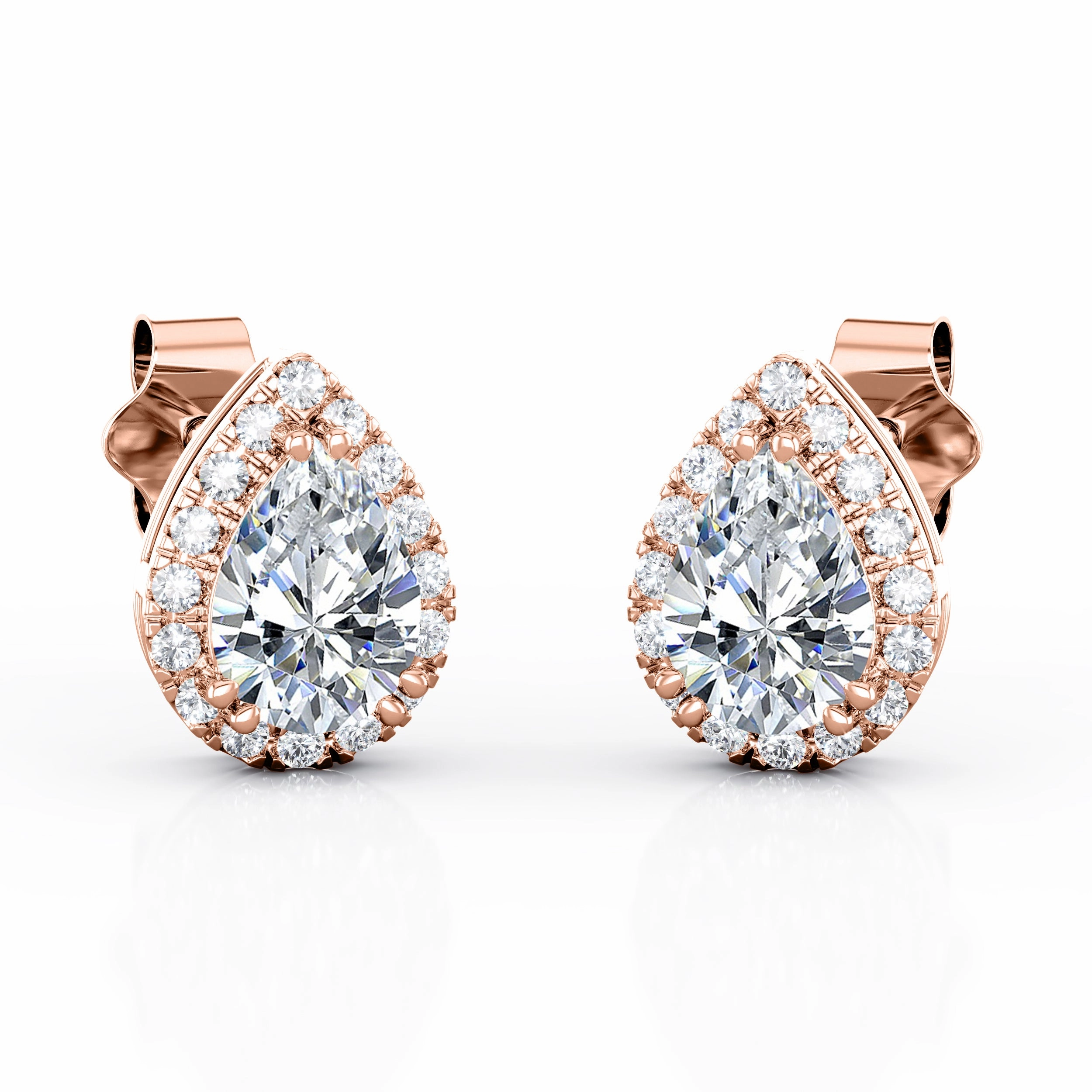 Antique Double Prong 0.85 CT TDW Teardrop Shape Diamond Micro Pave Stud Earrings for Her in White Gold Exquisite Essential