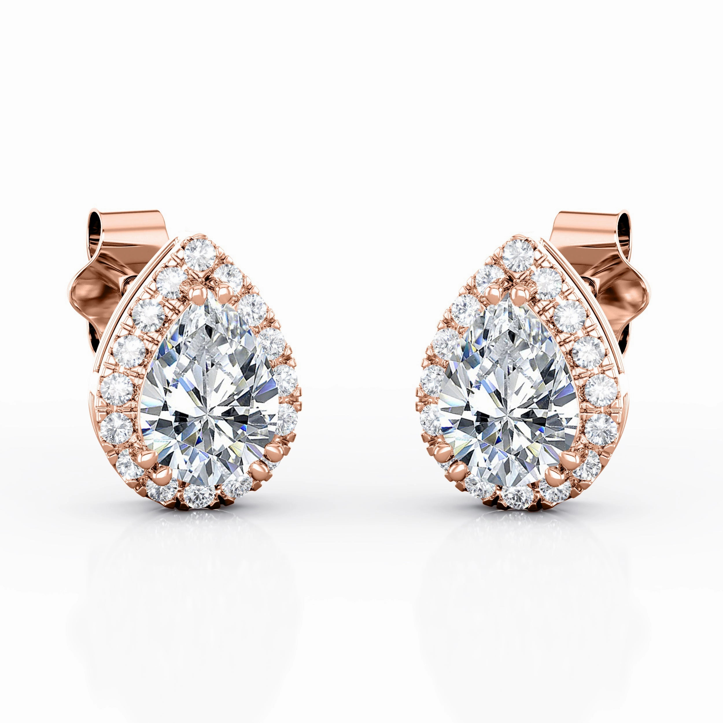 Antique Double Prong 0.85 CT TDW Teardrop Shape Diamond Micro Pave Stud Earrings for Her in White Gold Metallic Embellishment