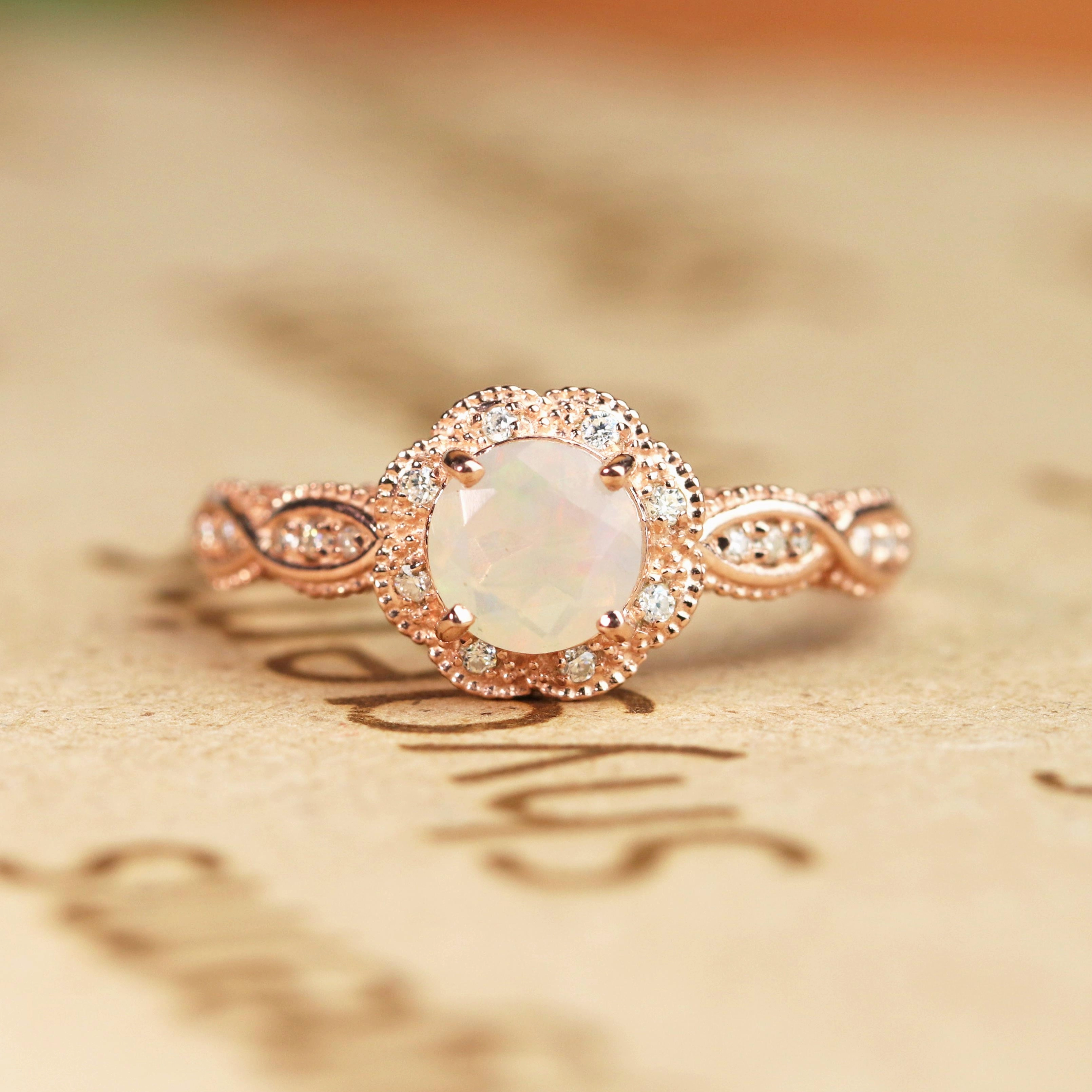 Fantastic Work Mood Match Art Deco 1.25 Ct Round Cut Lab Created Opal Engagement Ring