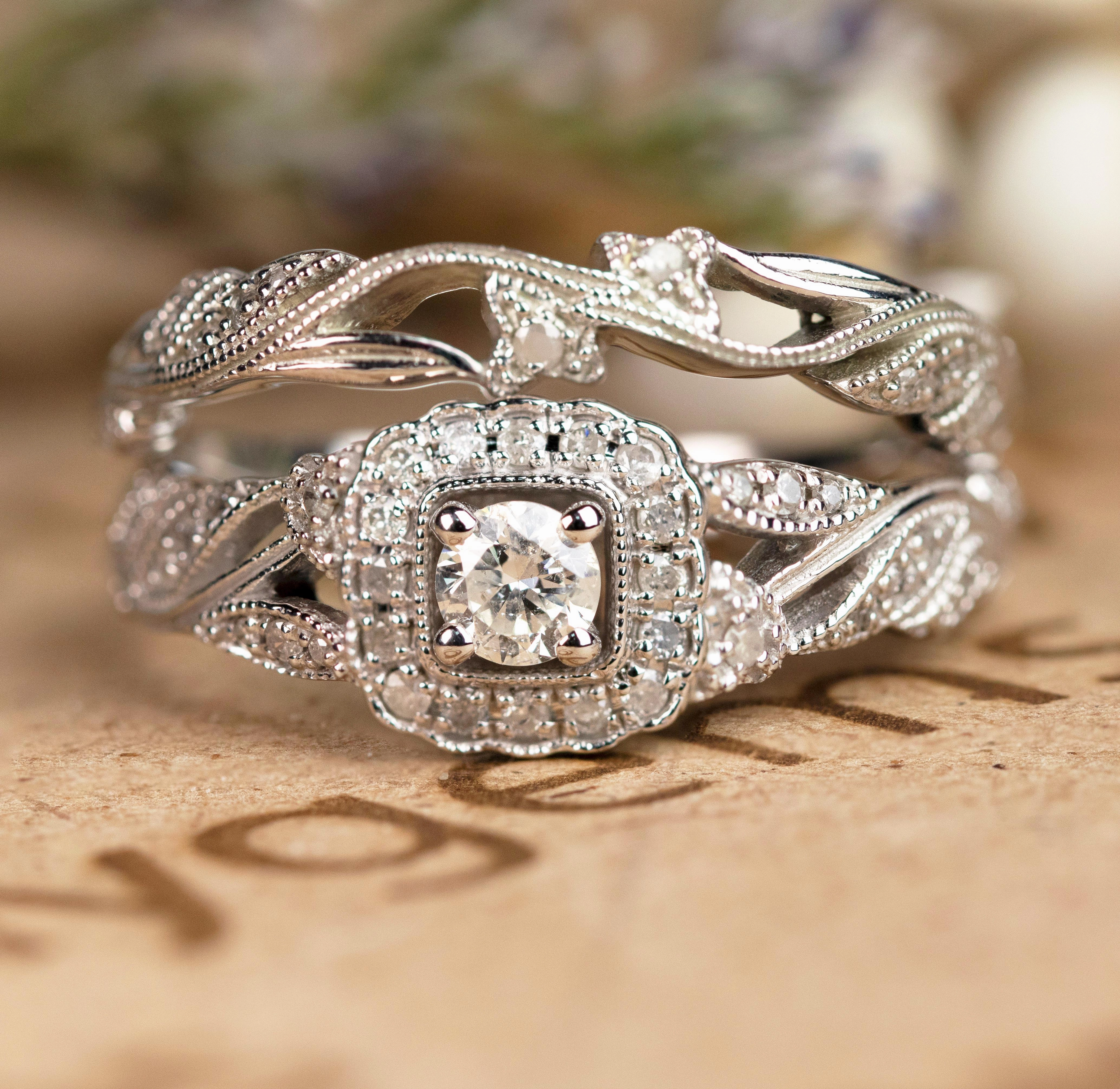 Art Deco 1 Ct Round Cut Diamond Wedding Ring Set Petite Present Cultural Fusion