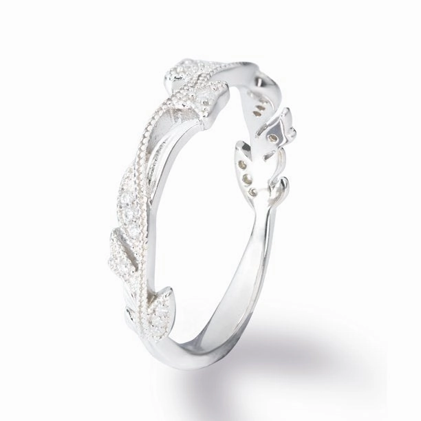 Art Deco Milgrain 0.25 Ct Round Cut Vine Wedding Band Chic Finish Quality item