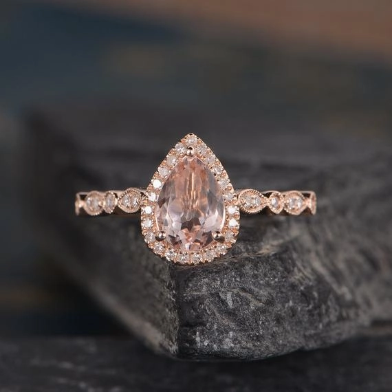 Fashion Accessory ArtDeco 1.25 ct Pear Morganite Engagement Ring