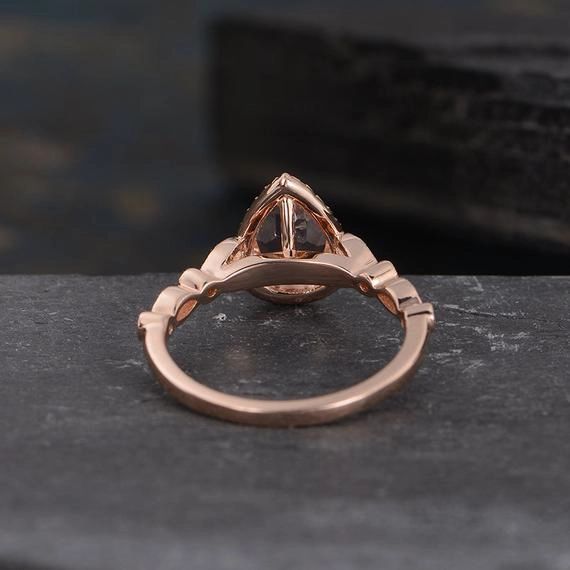 Shiny Statement Friendship Bond ArtDeco 1.25 ct Pear Morganite Engagement Ring